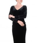 Rochie de seara din catifea cu aplicatie de cristale  pe mansete