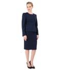Costum office dama cu sacou si fusta din jerse elastic gros