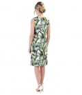 Rochie din jerse imprimat cu motive florale si pliuri pe fata