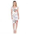Rochie midi din bumbac elastic cu imprimeu floral