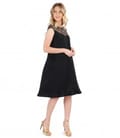 Rochie din crep de viscoza cu platca din dantela cu paiete