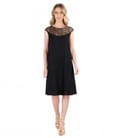 Rochie din crep de viscoza cu platca din dantela cu paiete