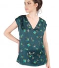 Bluza lejera cu fata din matase imprimata cu motive florale