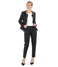 Costum office dama cu sacou si pantaloni din bumbac imprimat
