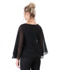 Bluza tip fluture cu aplicatie de cristale la decolteu