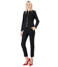Costum dama office cu sacou si pantaloni din stofa elastica neagra