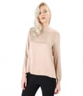 Bluza din saten de viscoza cu maneci lungi