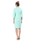 Tinuta office cu sacou si rochie midi din bumbac texturat