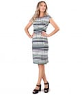 Rochie din jerse subtire imprimat cu dungi