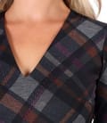 Rochie midi in carouri cu decolteu in V