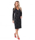 Rochie midi din jerse elastic gros imprimat cu motive paisley
