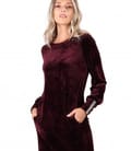 Rochie din catifea cu garnitura din elastic la mansete