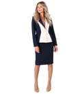 Costum dama office cu sacou si fusta din stofa in doua culori
