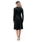 Rochie din catifea cu guler rotund si cordon detasabil