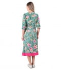 Rochie imprimata cu motive florale si cordon in talie