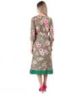 Rochie imprimata cu motive florale si cordon in talie