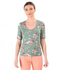 Bluza din jerse elastic imprimat cu motive florale