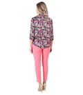 Pantaloni pana cu bluza din saten imprimat