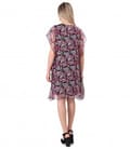 Rochie tip fluture din voal imprimat cu motive florale