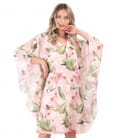 Rochie fluture din voal imprimat cu motive florale