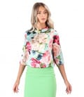 Bluza din matase naturala imprimata cu motive florale