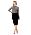 Bluza din jerse elastic cu guler rotund si fusta creion din catifea