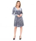 Rochie de seara evazata din catifea elastica cu fir metalic
