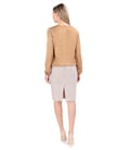 Fusta office din bucle de bumbac cu bluza din saten de viscoza