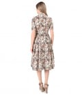 Rochie tip camasa din bumbac elastic imprimat cu lire
