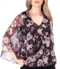 Bluza tip fluture din voal imprimat digital cu motive florale