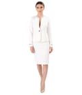 Costum dama office cu fusta si sacou cu pasmanterie aurie