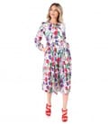Rochie midi din voal de bumbac imprimat cu motive florale