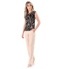 Tinuta eleganta cu pantaloni lejeri din tencel si bluza cu animal print