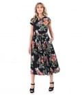 Rochie midi din viscoza imprimata cu motive florale