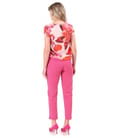 Bluza din viscoza imprimata cu flori si pantaloni pana