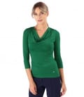 Bluza din jerse elastic cu decolteu in falduri