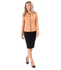 Costum dama office cu sacou si fusta din stofa elastica