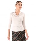 Bluza din jerse elastic cu decolteu in falduri
