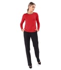 Tinuta eleganta cu bluza din jerse elastic uni cu pantaloni drepti