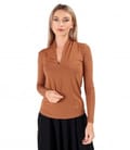 Tricou din jerse uni cu decolteu adanc