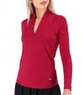 Tricou din jerse uni cu decolteu adanc