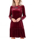 Rochie din catifea elastica cu aplicatie de cristale la decolteu