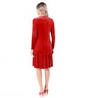 Rochie cu volan din catifea elastica uni