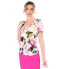 Bluza din jerse elastic imprimat cu motive florale