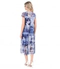 Rochie midi din tul elastic imprimat cu volane
