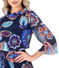 Rochie midi eleganta din voal imprimat cu motive florale