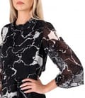 Rochie midi din voal cu motive florale brocat cu catifea