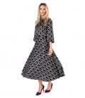 Rochie midi din satin de viscoza imprimata cu motive geometrice