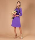 Rochie office evazata din stofa texturata cu viscoza