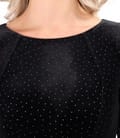 Rochie din catifea elastica neagra cu picouri aurii